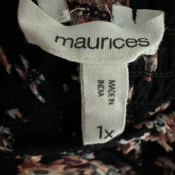 Plus Size Black Floral Smocked Off The Shoulder Top - Picture 3 of 4